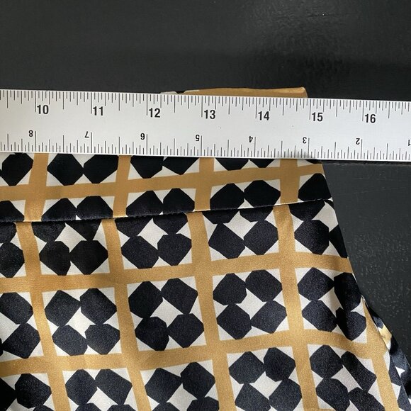 Zara Satin Wide Leg Pant L Geo Tile Print Silky Flowy Ankle Crop Dressy Trouser - Picture 14 of 16